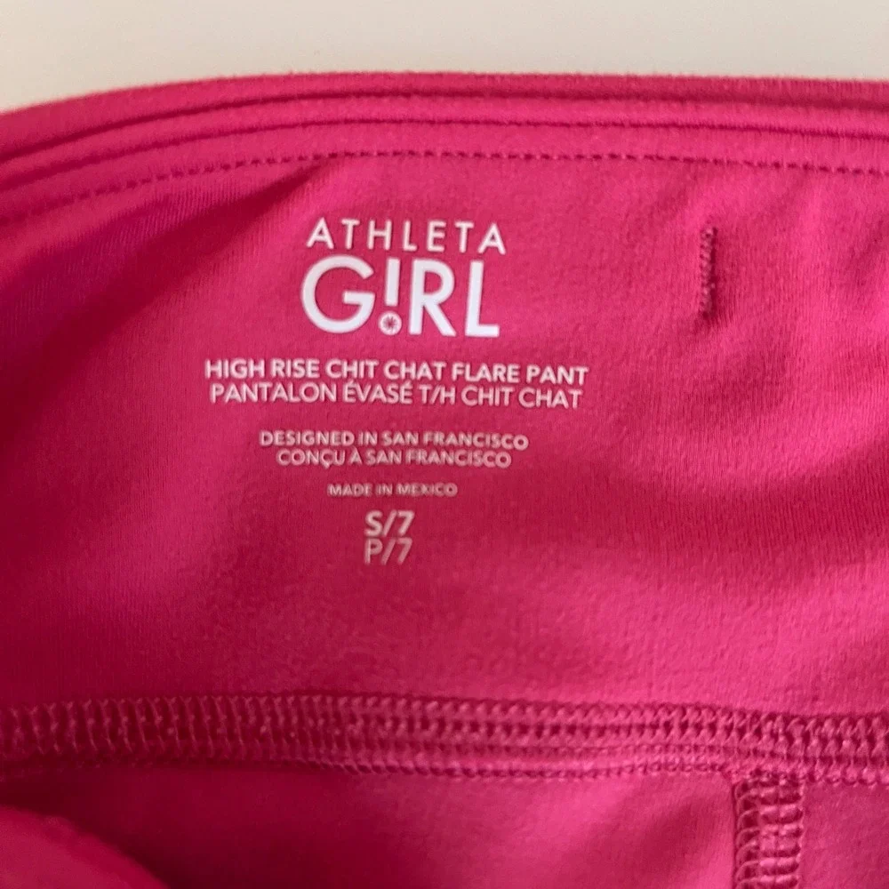 Athleta Girl High Rise‎ Chit Chat Flare Pants Kids Size S/7 Pink Athletic